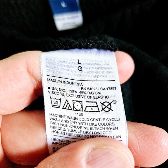 Old Navy Size L Cami Strap Mini Dress Solid Black Linen Blend Summer Casual - Picture 6 of 6